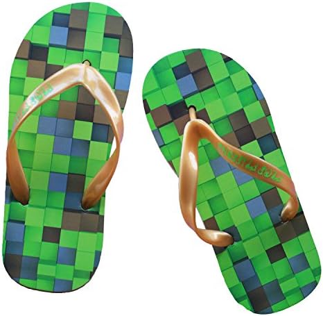 Pixelated 3D Grass Print Flip Flop Strap Sandals (S - 25CM)