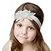 DZT1968(TM Baby Girl Narrow Turban Headband Head Wrap Knotted Hair Band With Rhinestone Flower (Gray)