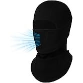 Kids Balaclava Ski Mask – Thermal Fleece Face Cover for Boys Girls Breathable Cold Weather Neck Warmer with Moveable Mask Black