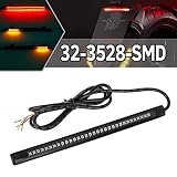 Partsam Universal LED Strip for Motorcycle License Plate Tail Brake Stop Turn Signal Light Strip 32LED 8" Flexible Third Brake Light for Motorbikes ATV Scooters