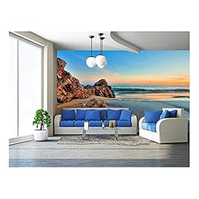 Sunset at California Beach - Removable Wall Mural | Self-Adhesive Large Wallpaper - 66x96 inches