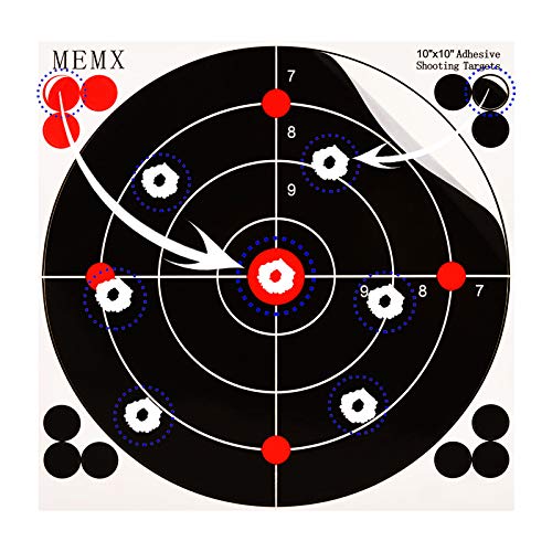 MEMX Reactive Target Stickers - 10 inch Self Adhesive Shooting Targets - High Visibility Impact - Gun Targets for Rifle - Pistol - Airsoft - BB Gun - Pellet Gun - Air Rifle（25Pack）