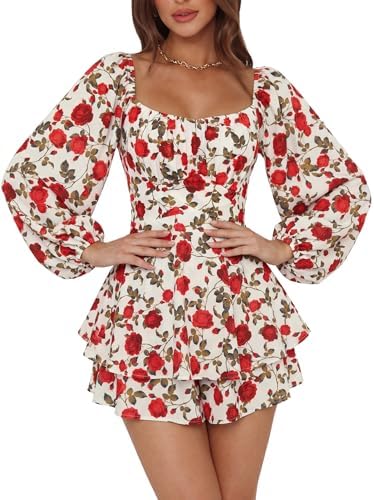 Amazon.com: Women's Off-Shoulder Ruffle Dress - Romper with Built-in Shorts,  Long Puff Sleeves, Smocked Waist, A-line Flowy Design - Ideal for Party And  Clubwear,Black-M : Clothing, Shoes & Jewelry