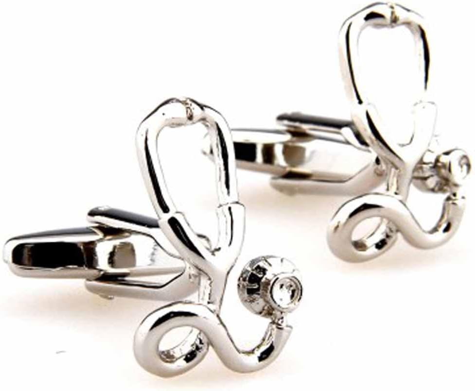 korpikusStethoscope ' Doctor Theme Shiny Silver Colour Stainless Steel Cufflinks In Free Designer Gift Bag