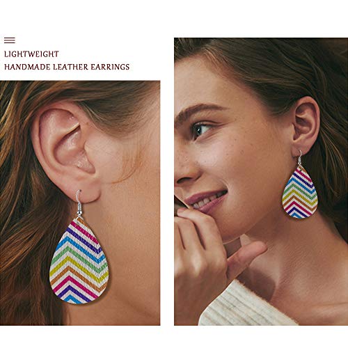 UHIBROS 9-12 Pairs Leather Earrings for Women Girls Faux Leather Danle Earrings Sets Lightweight Teardrop Leaf Leopard Print Earrings Jewelry Gift