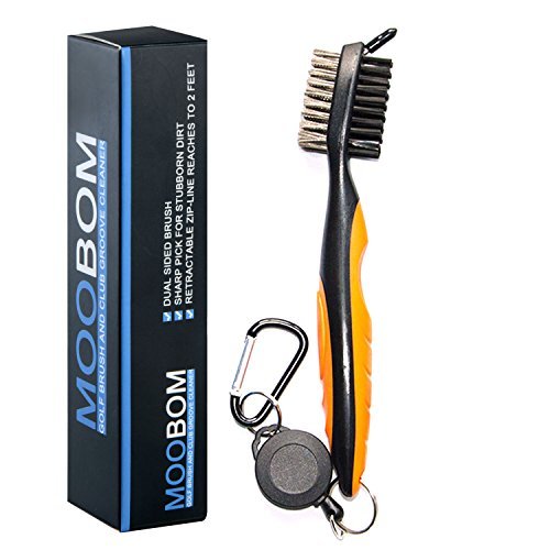 Golf Brush and Groove Cleaner with Retractable Clip Lightweight and Stylish (Orange)