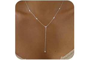 Fwlisesa Gold Necklace for Women, Dainty Gold Long Necklaces 14k Gold Plated Prom Lariat Necklace Cute Choker Necklaces for Women Trendy Stuff Fashion Costume Gold Accessories Christmas Jewelry Gifts
