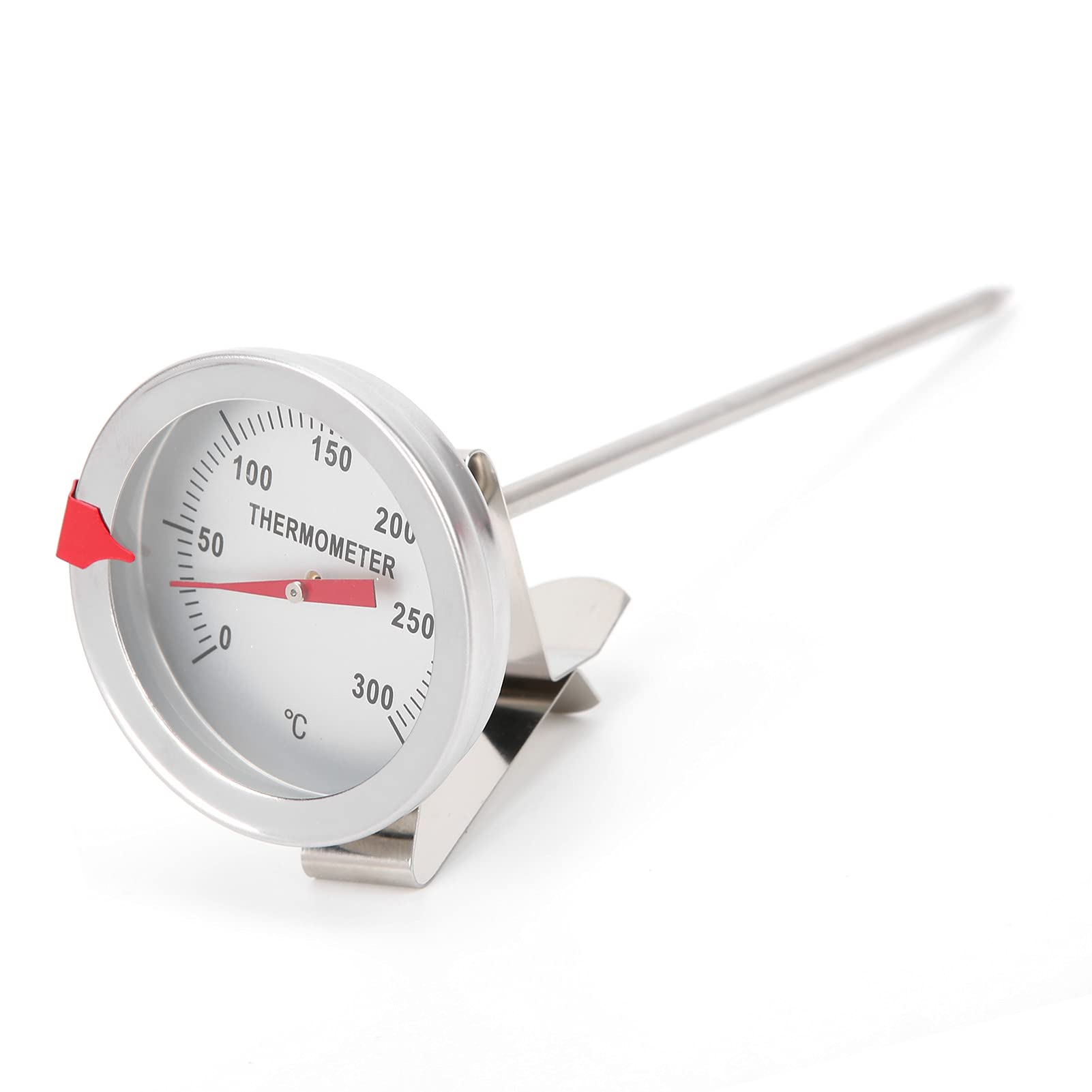 Deep Fry Thermometer, Stainless Steel Kitchen Thermometer, Instant Read Long Stem Oil Thermometer with Clamp, Dial Thermometer for Deep Fry/Grill/Turkey/Candy/Coffee(15cm)