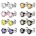 Charisma 8mm Stainless Steel Cubic Zirconia Crystal Round Stud Earrings Set 8 Pairs Assorted Color, Gift for Girls Women