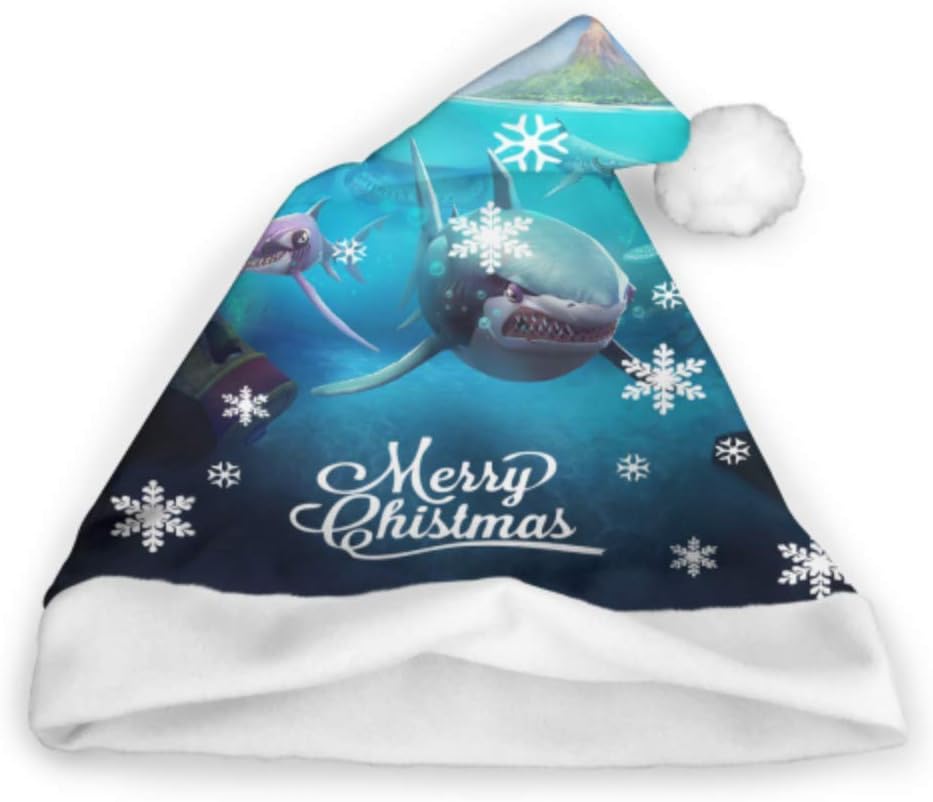 Hungry Shark World X iOS Android Shark Crazy Christmas Hats Santa Hat Kids Adults Party 12L X16H Inch New Year Christmas Day Decoration Santa Hats with Light Santa Elf Hat