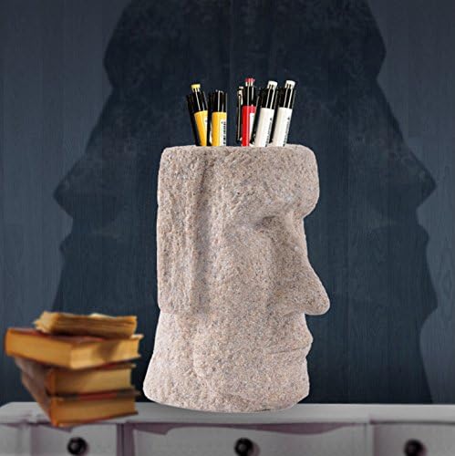 Genonaute Easter Island Statue Pen Holder Sandstone Home Decor Pencil Case