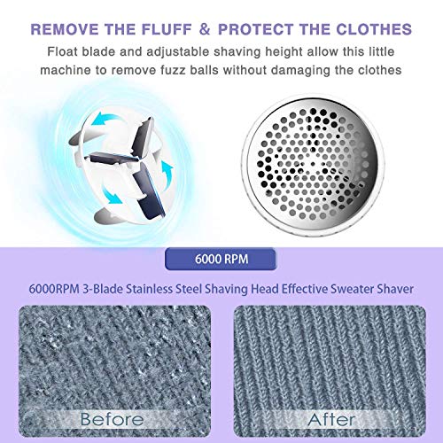 Nooa Lint Remover Fabric Shaver - High Speed Adjustable Sweater Shaver, Electric Fuzz Remover Battery Operated, Effective Defuzzer, Light Gray - Thumbnail 3