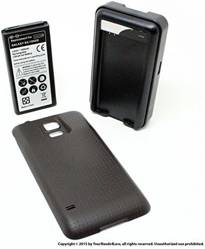 YN4L 6500mAh Extended Battery for Samsung Galaxy S5 SV; I9600 with Black Extended Back Cover + Wall Dock Charger Bundle