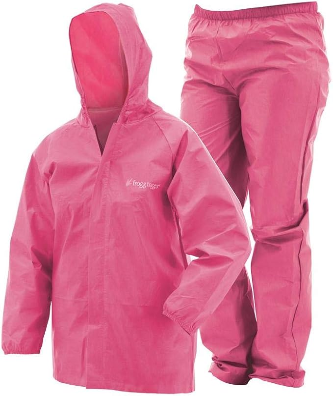 Frogg Togg Kids' Waterproof Ultra Lite Rain Suit, 2 Piece, Pink, Youth