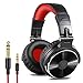 OneOdio Over Ear Headphone, Wired Bass Headsets with 50mm Driver, Foldable Lightweight Headphones with Shareport and Mic for Recording Monitoring Podcast Guitar PC TV - (Red)