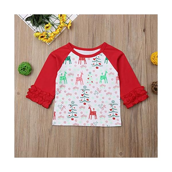 VISGOGO Christmas Kids Toddler Baby Girl Boy Long Sleeve T-Shirt Prints Top Blouse - Image 3