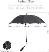 LittleLife Baby Sun Parasol UPF50+ Universal Pushchair Umbrella Black view 10