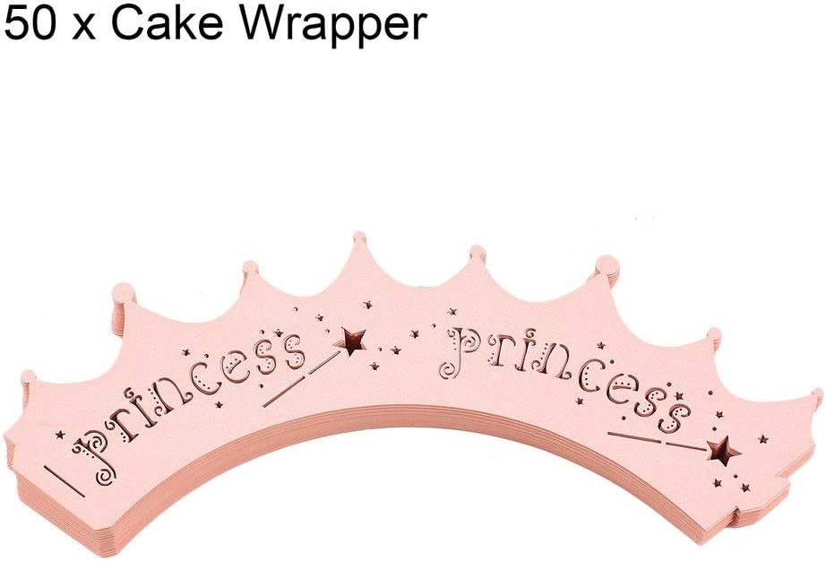 Coldcedar 50pcs Laser Cut Cupcake Wrappers Crown Shape Muffin Case for Birthday Decor