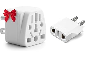 UNIDAPT Europe to US Plug Adapter EU/UK/AU/in/CN/JP/Asia/Italy/Brazil to USA (Type A & B) American Travel Adapter and Converter, Wall Outlet Power Charger Converter (White)