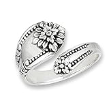 .925 Sterling Silver Floral Cast Spoon Ring