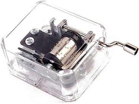 Helen Zora 18 Note Acrylic Clear Hand Cranked Gurdy Musical Mechanism Music Box Kids Gift(Kiss The Rain)