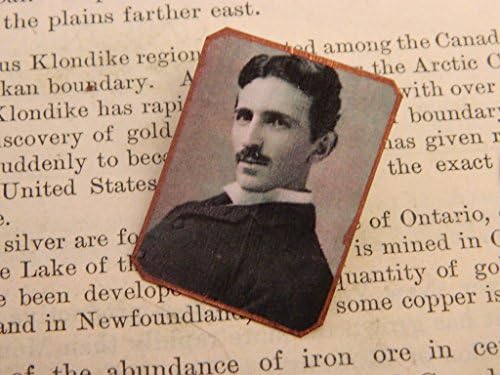 Nikola Tesla lapel pin Science gift mixed media jewelry