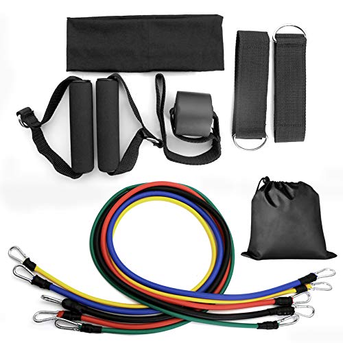 VOKUA-11-pcs-Resistance-Bands-Set-Strength-Training-Equipment-and-Exercise-Fitness-Accessories-for-Gym-TrainingYoga-Metal-Foot-Ring-Carrying-Case-Home-Workouts