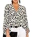 Angerella Womens Cute Tops Long Sleeve Loose Casual Shirt Workout V Neck Blouses Leopard,S