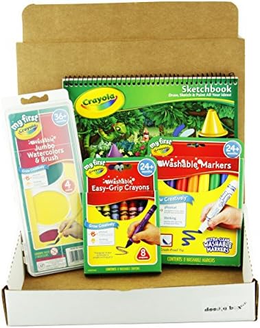 Doodle Box My First Art Set Includes Easy Grip Crayons, Washable Markers, Watercolor Paints With Brush, Sketch Pad And Box