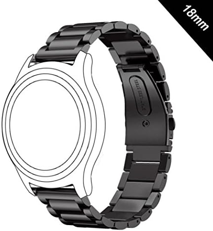 Antube 18mm Women Men Solid Stainless Steel Watch Band Replacement Bracelet Strap for Huawei Watch, LG Watch Style, Nokia Withings Steel HR 36mm Smartwatch (Black)