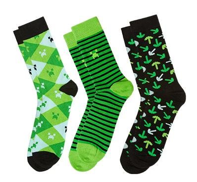 Minecraft Socks 3 Pack - Size Small - Recommend for Children (strech about 8