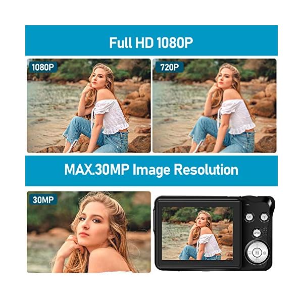 COMI Digitalkamera Fotoapparat Digitalkamera 30 MP 1080P Kompaktkamera 8X Digital Zoom-Minikamera 2,7-Zoll-LCD… – Bild 3
