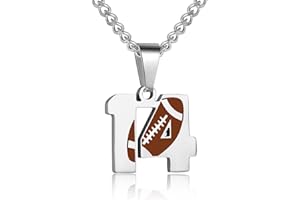 AIAINAGI Football Number Necklace for Boys Athletes Jersey Number Pendant Silver Stainless Steel Charm Number Chain Sport Jewelry Gift for Men