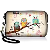 AUPET Cute Three Owls Digital Camera Case Bag Pouch Coin Purse with Strap for Sony Samsung Nikon Canon Kodak