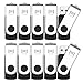 MOSDART USB2.0 32GB Flash Drive, Swivel Design with LED Indicator, Keychain Loop, FAT32 Memory Stick for Data Storage, Black(Pack of 10)