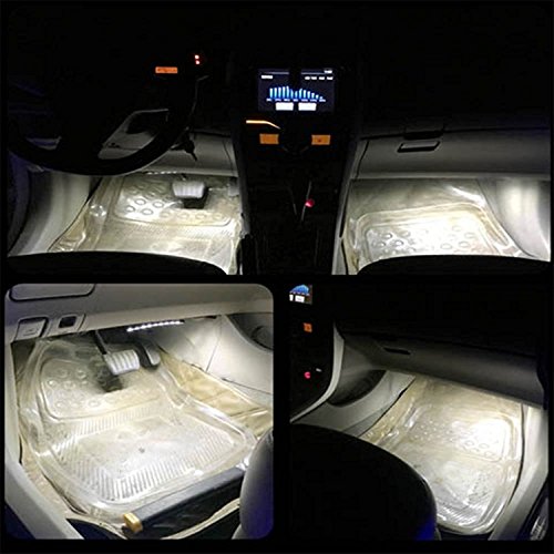 Car Interior Lights, EJ's SUPER CAR 4pcs 36 LED DC 12V Waterproof Atmosphere Neon Lights Strip for Car-Car Auto Floor Lights,Glow Neon Light Strips for All Vehicles (White)