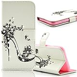 Samsung Galaxy Note 5 Wallet Case, Bonice Flip Leather Case with Card Slot Luxury Diamond Bling Glitter Cover Ultra Slim Soft TPU Back Case Antiscratch Shockproof Protecive Bumper, High-heeled Shoe