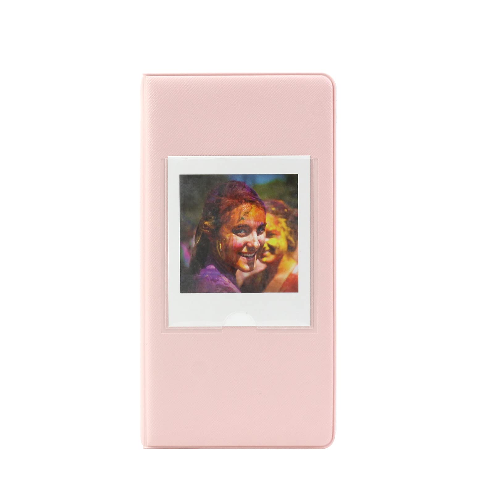 MUZIRI KINOKOO Mini Photo Album PVC Leather Wallet Album Compatible For Fuji Instax SQUARE SQ1 SQ20 SQ10 SQ6 Camera Share SP-3 Pictures Holder 64 Pockets (Pink)