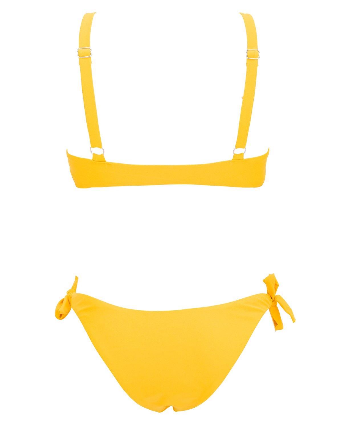 X-HERR Womens Tie Knot Front Swimsuit Padded Top High Cut Cheeky Pantie Bikini Set (Yellow,Large)