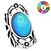 Mojo Handmade Hollowed Flower Pattern Antique Sterling Silver Plating Oval Stone Color Change Mood Ring MJ-RS053 (9)