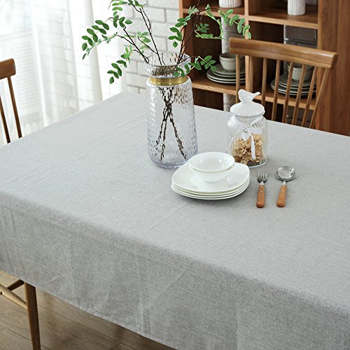 Nibesser Rectangle Cotton Linen Solid Tablecloth Table Cover Oil-proof/Waterproof Stain-resistant/Mildew-proof- Wedding Restaurant Party Banquet Decoration 51.2 x 86.7-inch - Thumbnail 2