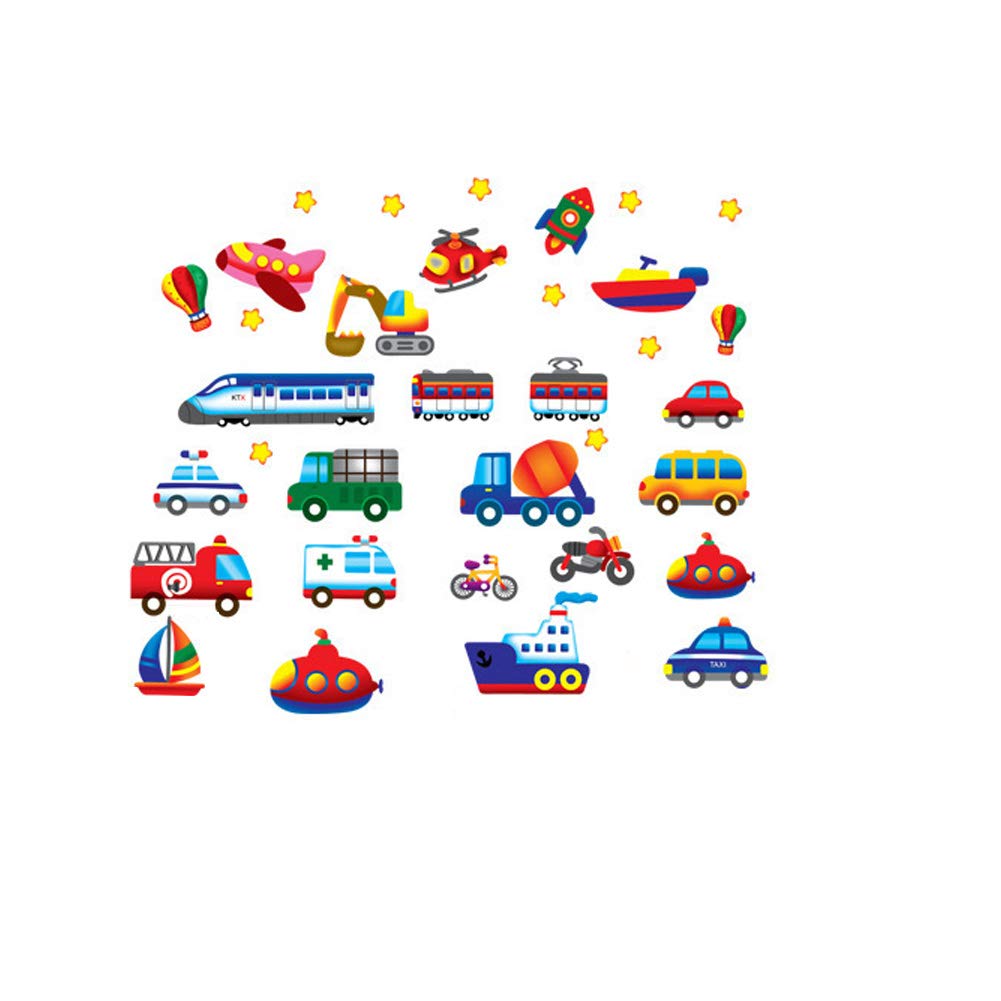 Lichi DIY Children Nursery Room Wall stickers Transportation - planes cars trains submarine trucks and all