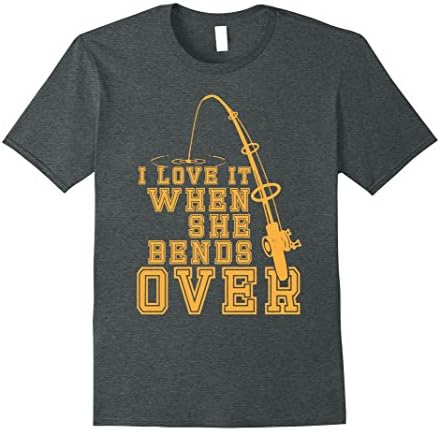 Mens Hilarious Pole Fishing Season When She Bends T-Shirt XL Dark Heather