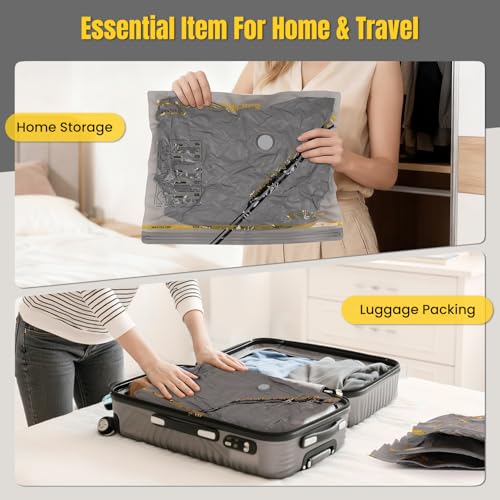 Vacuum Bag with Wireless Pump, 15 Pieces Compression Travel Bags (5 x 40 x 40 cm, 5 x 40 x 50 cm, 5 x 40 x 60 cm), Save 80% Space, Suitable for Travel Suitcases and Home Storage