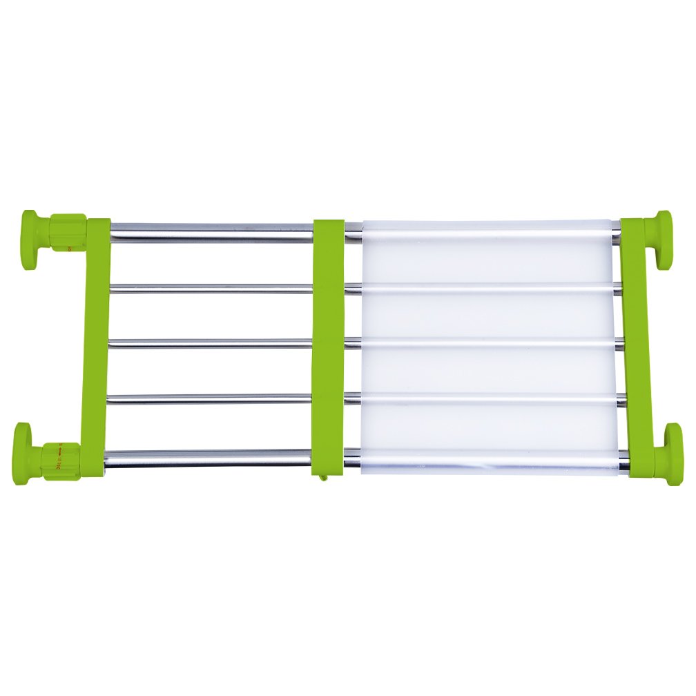 Hershii Closet Tension Shelf & Rod Expandable Metal Storage Rack Adjustable Organizer DIY Divider Separator for Cabinet Wardrobe Cupboard Kitchen Bathroom - Green