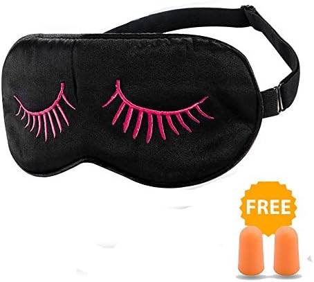 HamFire Silk Sleep Mask Blindfold Eyeshade Eyelashes Style Breathable Soft Protect Eye Mask for Travelling, Sleeping, Relaxation, Spa, Daydream on Plane with Two Ear Plugs