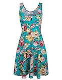 Tom's Ware Womens Casual Fit and Flare Floral Sleeveless Dress TWCWD054-GREEN-US S