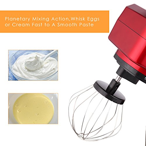 Stand Mixer, 600W Tilt-Head Kitchen Electric Food Mixer with 6-Speed Control, 5-Quart Stainless Steel Bowl, Dough Hook, Whisk, Beater, Splash Guard (red)