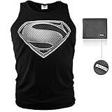 BELLO TUTTI Men's Slim Superman Logo Black Sleeveless Shirts