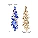 BriLove Wedding Bridal Clip-On Earrings for Women Crystal Multi Marquise Filigree Flower Chandelier Dangle Jewelry Royal Blue Sapphire Color Gold-Toned